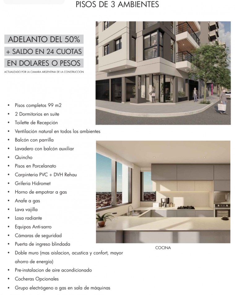 DEPARTAMENTO 3 AMBIENTES EN CHAUVIN. DESARROLLO EN VENTA. ENTREGA SEPTIEMBRE 2025